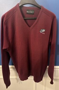Vintage Pine State Detroit Red Wings Alumni Burgundy V-Neck Sweater Hockey